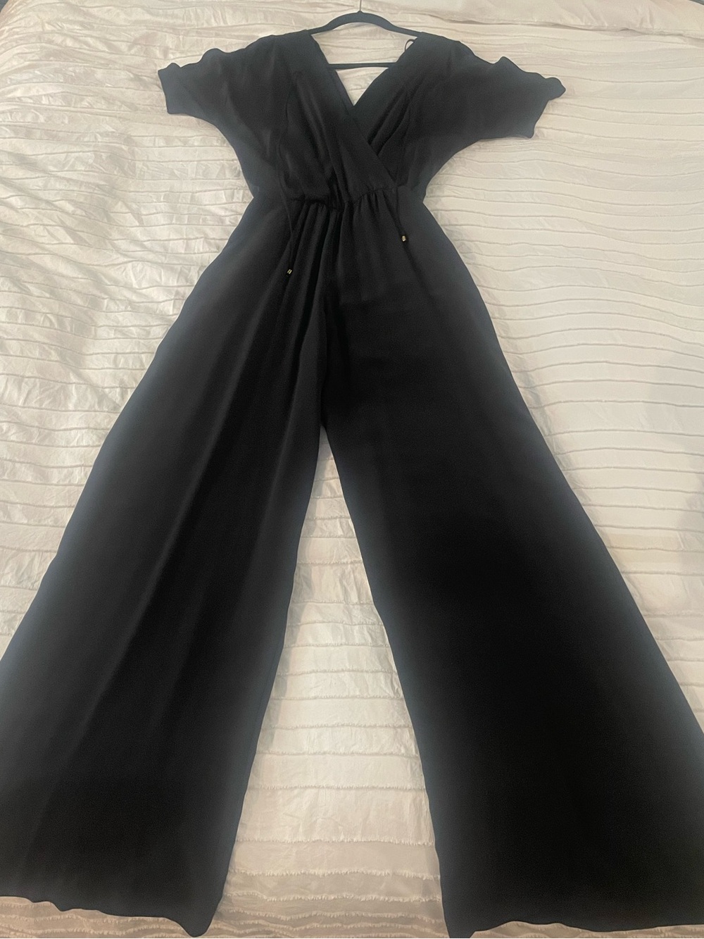 Karina Grimaldi Black V-Neck Wide-Leg Jumpsuit